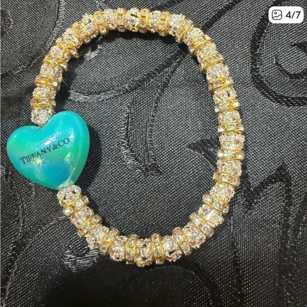 Tiffany & Co. Gold and Silver Bracelet with Teal Heart